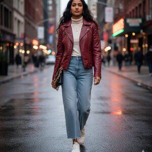 Whet blu Women 's Leather Jacket in Size Small 100% Leather Red